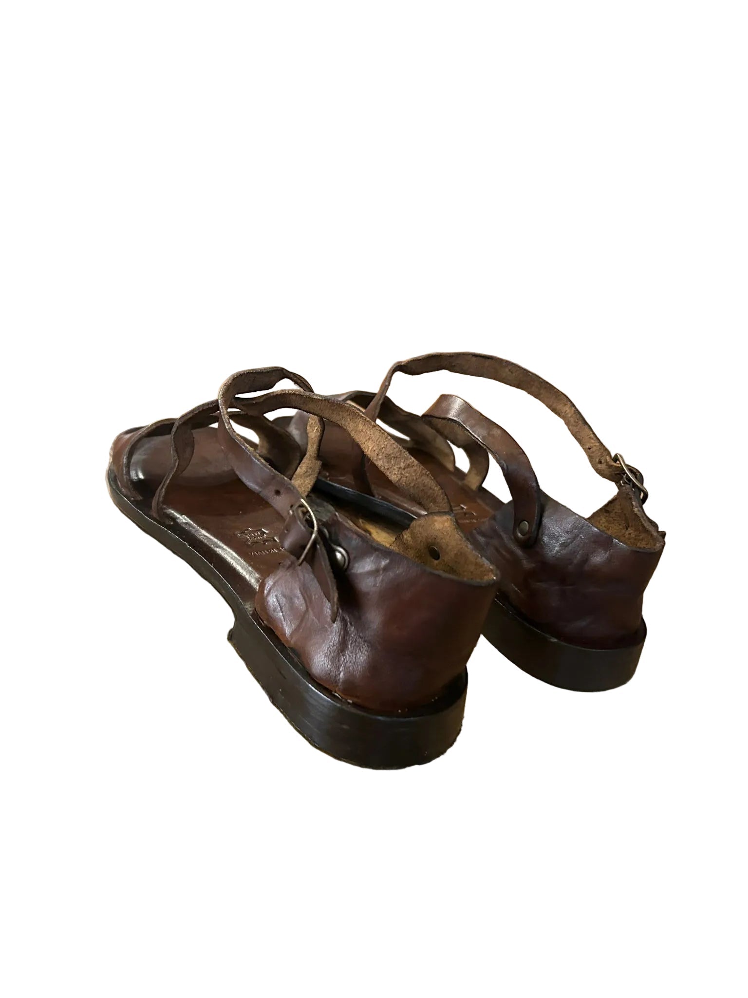 Sandalo in cuoio con fascia e incrocio donna Pelletteria Allegrini Filippo W1590 Marrone - Pelletteria Allegrini