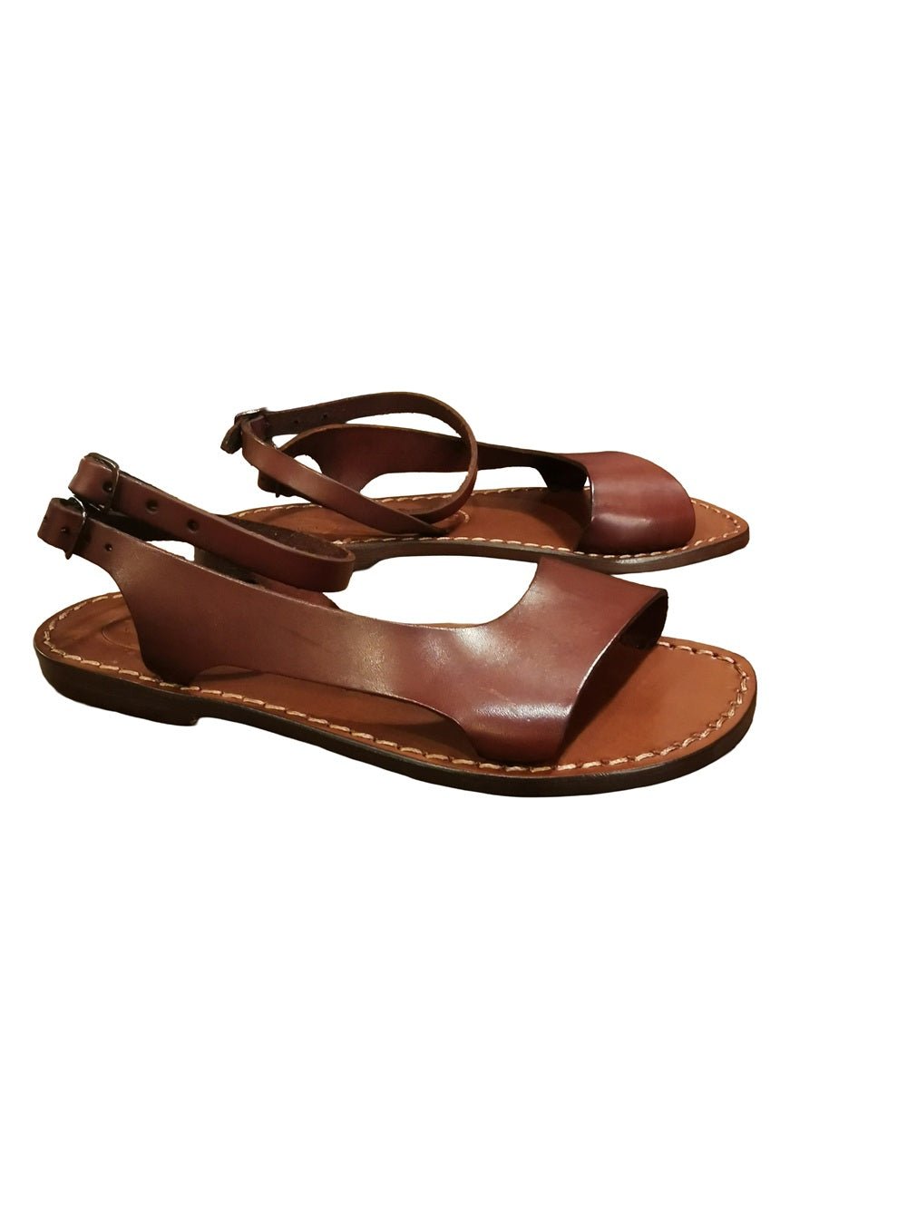 Sandalo in cuoio donna con laccio Pelletteria Allegrini Filippo 527D Chianti - Pelletteria Allegrini