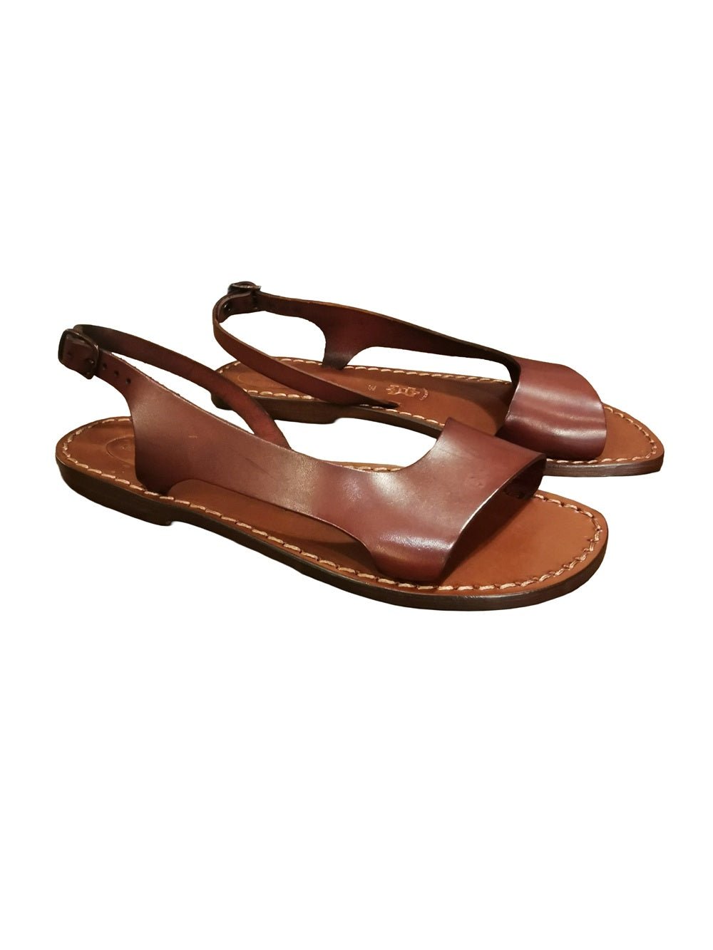 Sandalo in cuoio donna con laccio Pelletteria Allegrini Filippo 527D Chianti - Pelletteria Allegrini