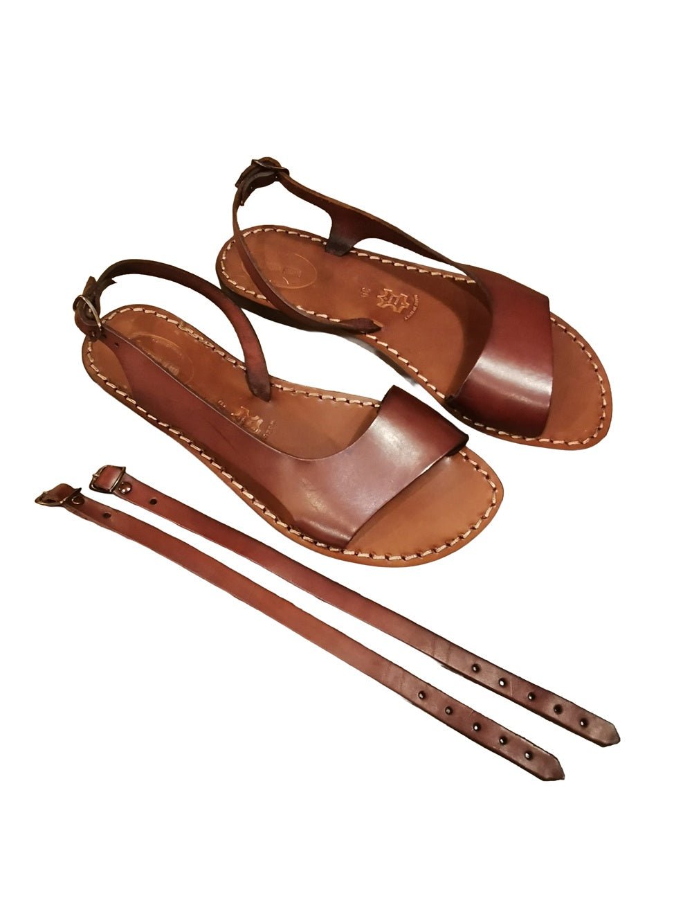 Sandalo in cuoio donna con laccio Pelletteria Allegrini Filippo 527D Chianti - Pelletteria Allegrini