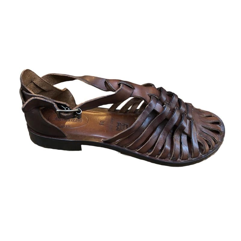 Sandalo in cuoio gabbia donna Pelletteria Allegrini Filippo W2033 marrone - Pelletteria Allegrini