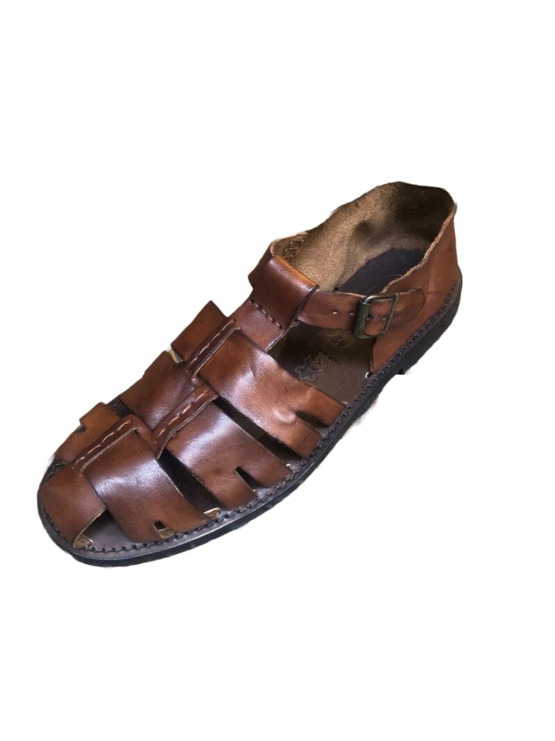 Sandalo in cuoio gabbia uomo Pelletteria Allegrini Filippo M5912 Marrone - Pelletteria Allegrini