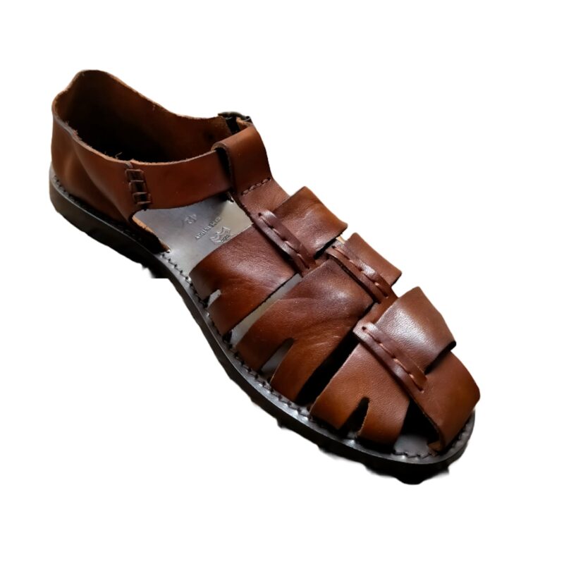 Sandalo in cuoio gabbia uomo Pelletteria Allegrini Filippo M5912 Marrone - Pelletteria Allegrini