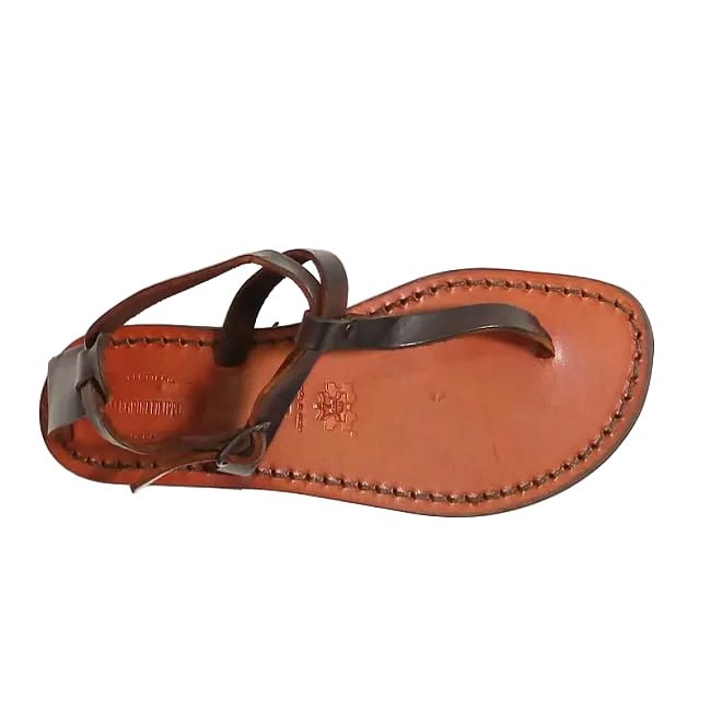 Sandalo in cuoio infradito donna Pelletteria Allegrini Filippo 582D testa di moro - Pelletteria Allegrini