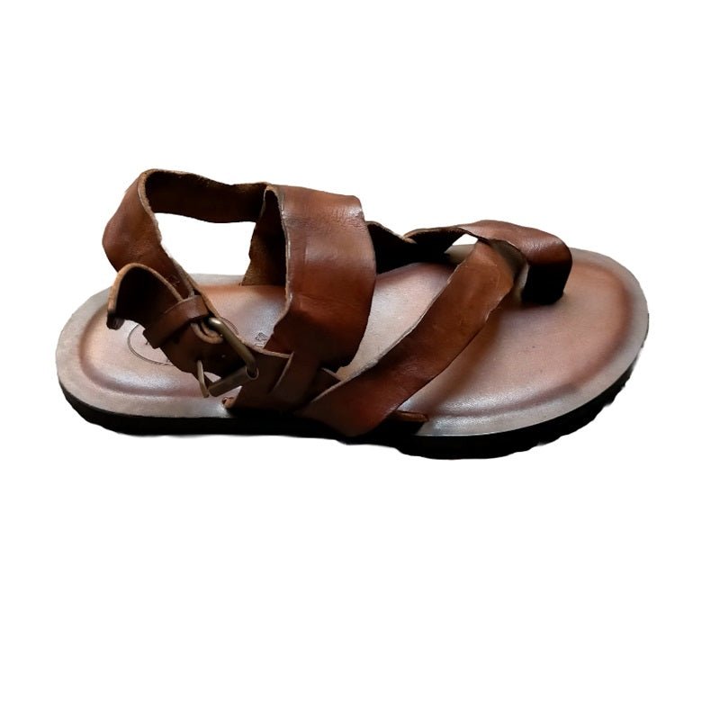 Sandalo in cuoio infradito uomo Pelletteria Allegrini Filippo M5877 Marrone - Pelletteria Allegrini