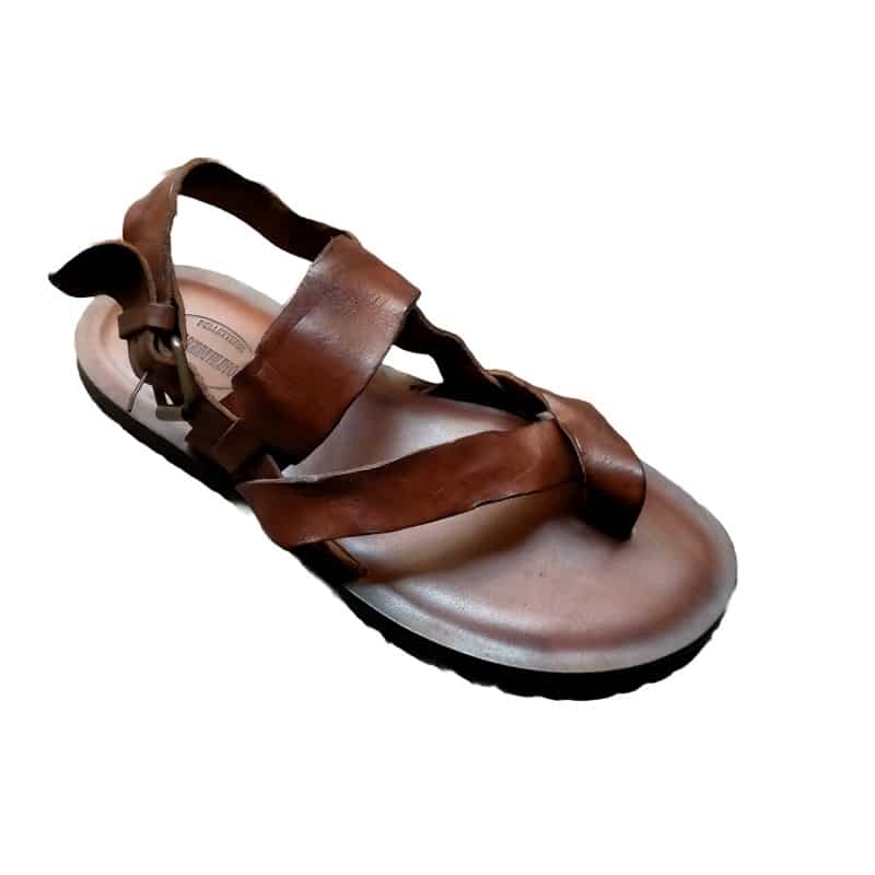 Sandalo in cuoio infradito uomo Pelletteria Allegrini Filippo M5877 Marrone - Pelletteria Allegrini