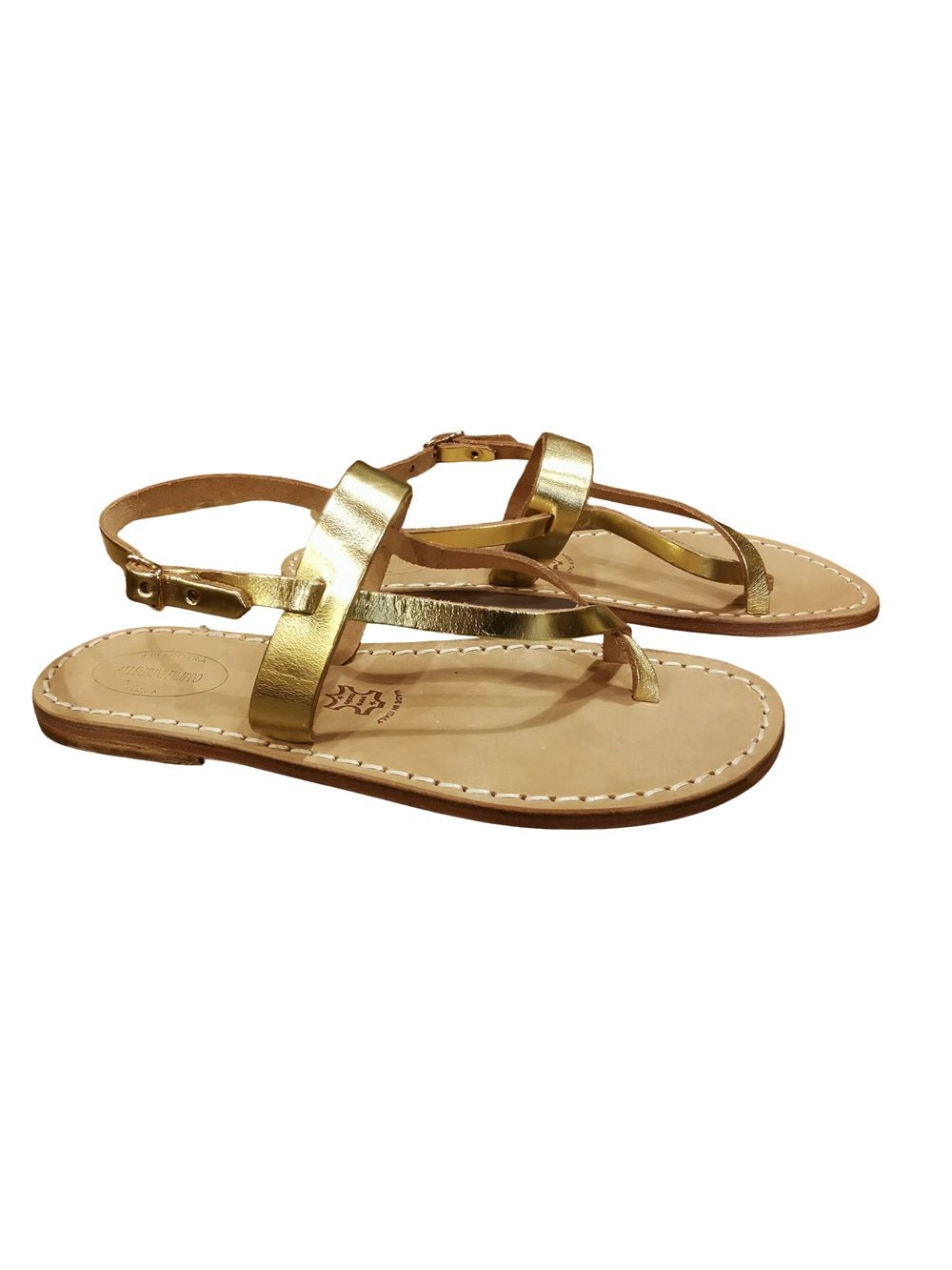 Sandalo infradito in cuoio donna Pelletteria Allegrini Filippo 538XD Oro - Pelletteria Allegrini