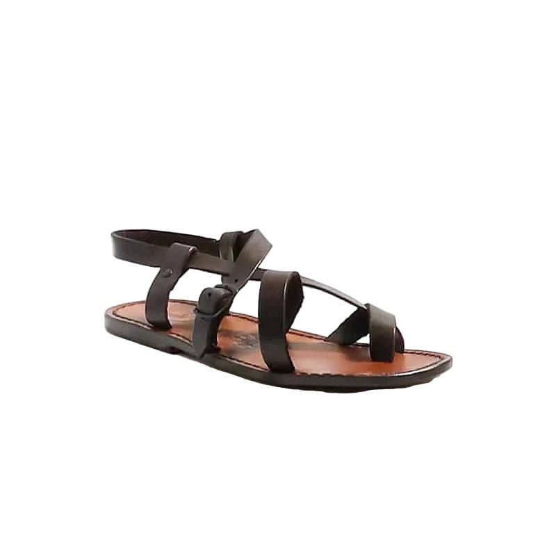 Sandalo infradito in cuoio uomo Pelletteria Allegrini Filippo 530U testa di moro - Pelletteria Allegrini