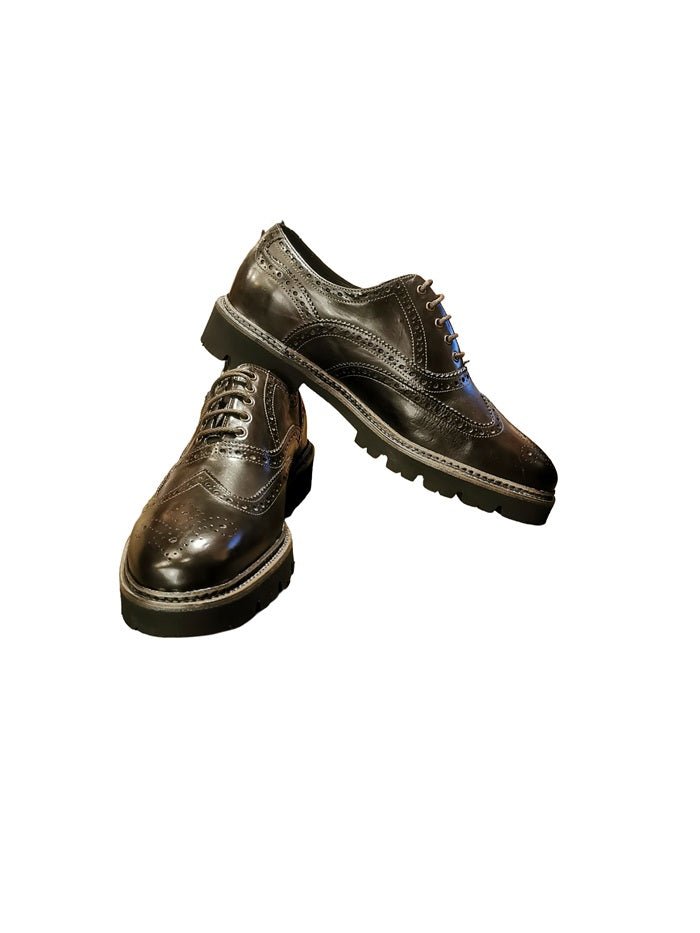Scarpa stringata uomo in pelle Pelletteria Allegrini Filippo PRESTON Marrone scuro - Pelletteria Allegrini