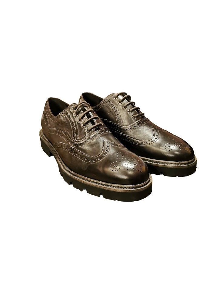 Scarpa stringata uomo in pelle Pelletteria Allegrini Filippo PRESTON Marrone scuro - Pelletteria Allegrini