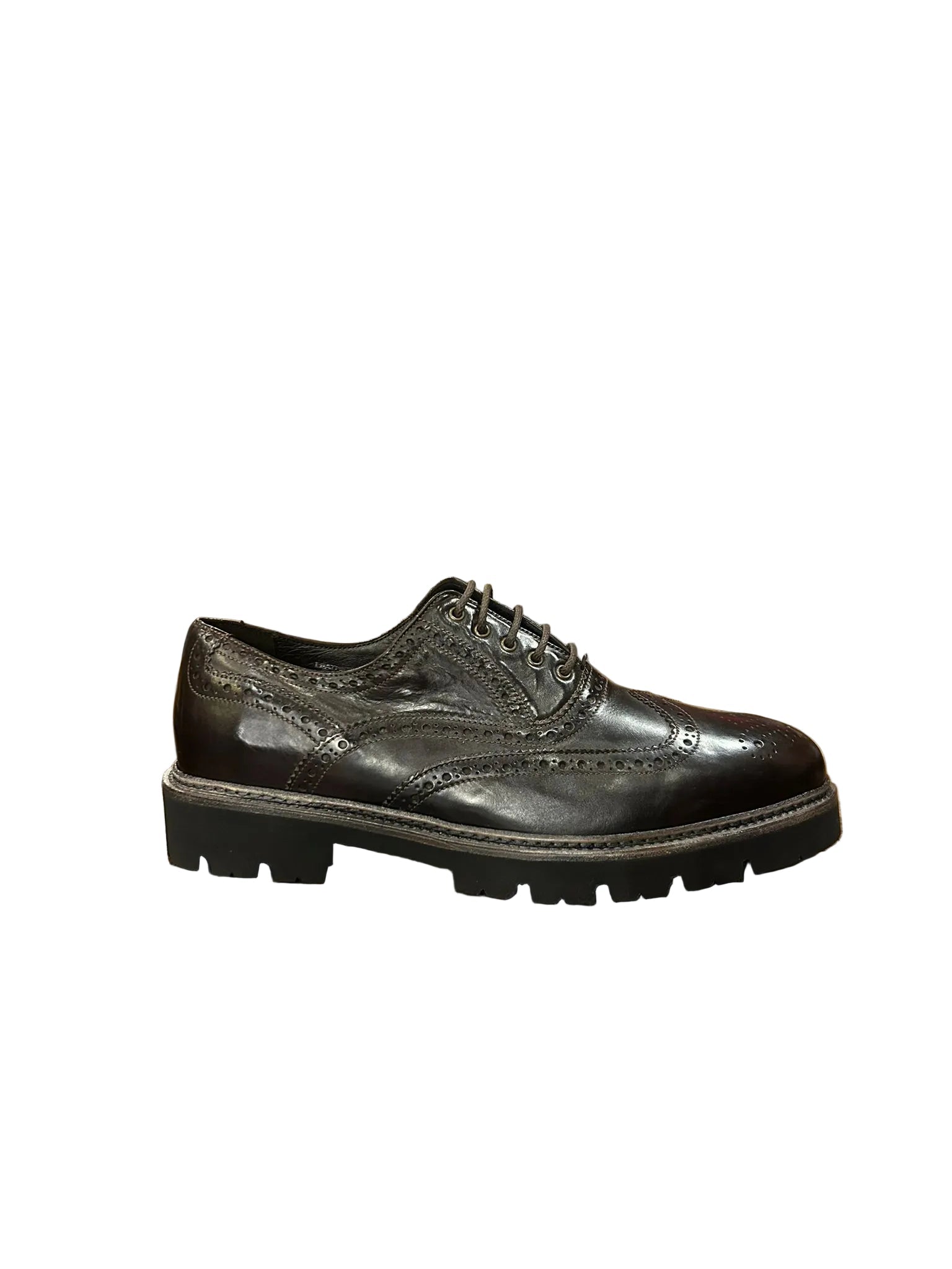 Scarpa stringata uomo in pelle Pelletteria Allegrini Filippo PRESTON Marrone scuro - Pelletteria Allegrini
