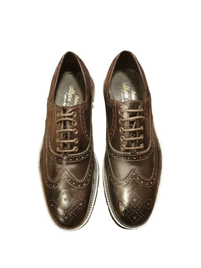 Scarpa stringata uomo in pelle Pelletteria Allegrini Filippo PRESTON Marrone scuro - Pelletteria Allegrini