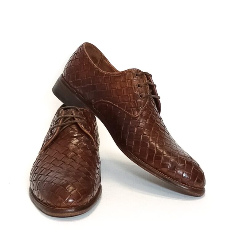 Scarpa uomo in pelle intrecciata Pelletteria Allegrini Filippo 6043 coker - Pelletteria Allegrini