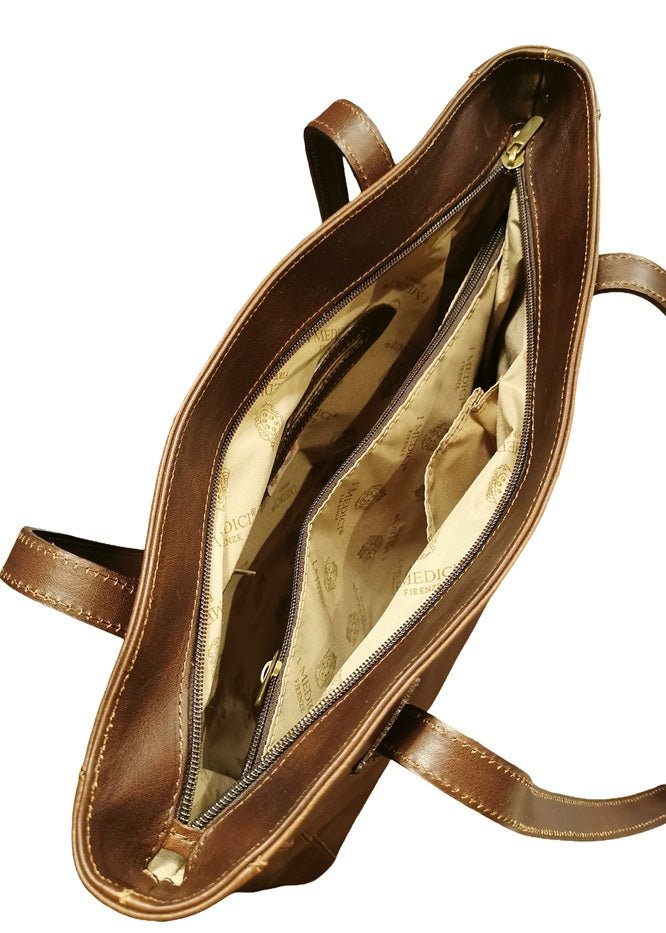 Shopper in pelle I Medici 63/2250 Testa di moro - Pelletteria Allegrini