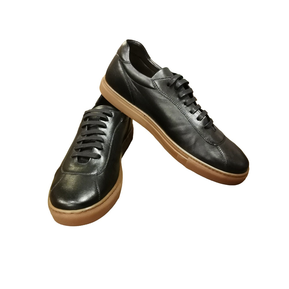 Men's low-top lambskin sneaker Pelletteria Allegrini Filippo CLAUT Black