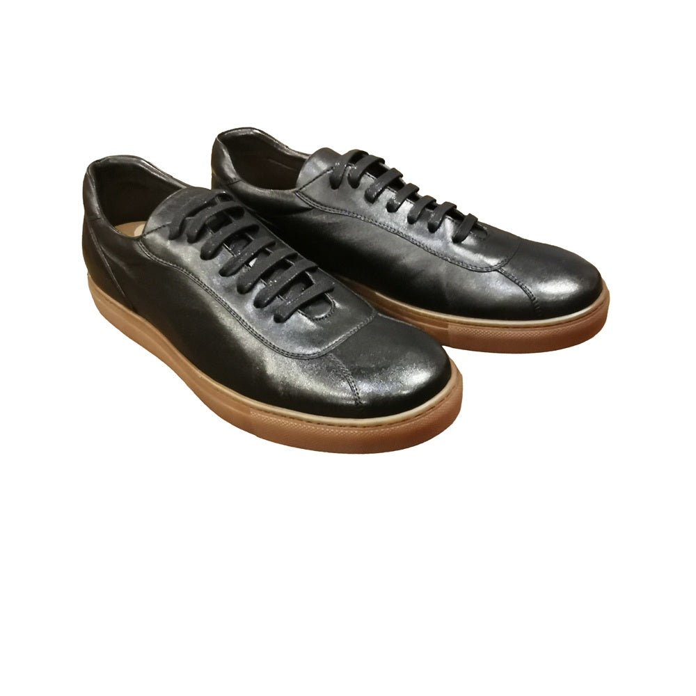 Men's low-top lambskin sneaker Pelletteria Allegrini Filippo CLAUT Black