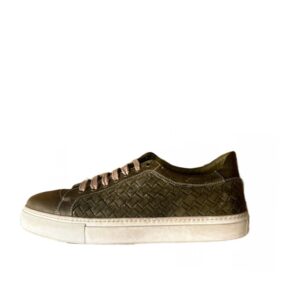 Sneaker in pelle intrecciata da uomo Pelletteria Allegrini Filippo 1411 Kaki - Pelletteria Allegrini