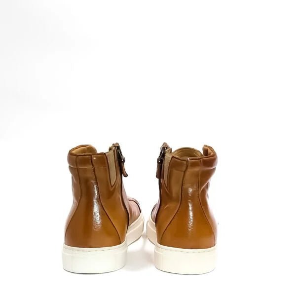 Sneakers alta da uomo in pelle Pelletteria Allegrini Filippo 6665 Cuoio - Pelletteria Allegrini