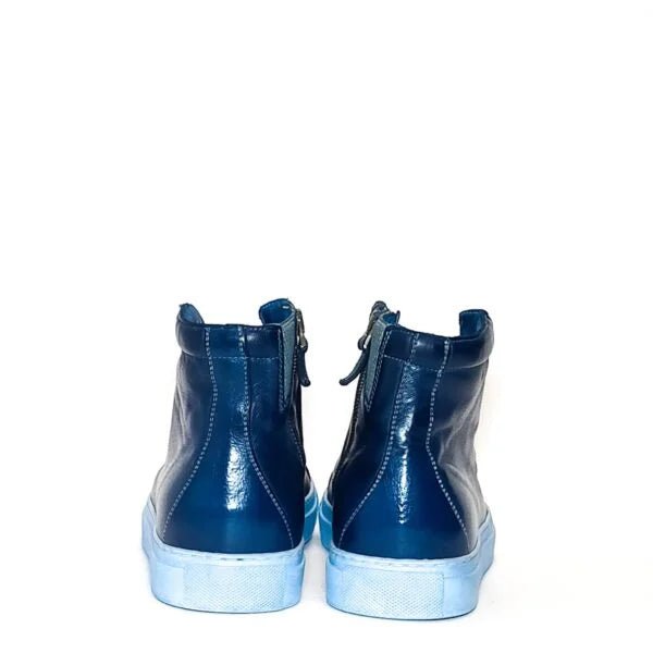 Sneakers alta da uomo in pelle Pelletteria Allegrini Filippo 6665 Indaco - Pelletteria Allegrini