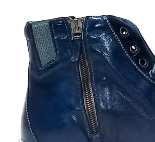 Sneakers alta da uomo in pelle Pelletteria Allegrini Filippo 6665 Indaco - Pelletteria Allegrini