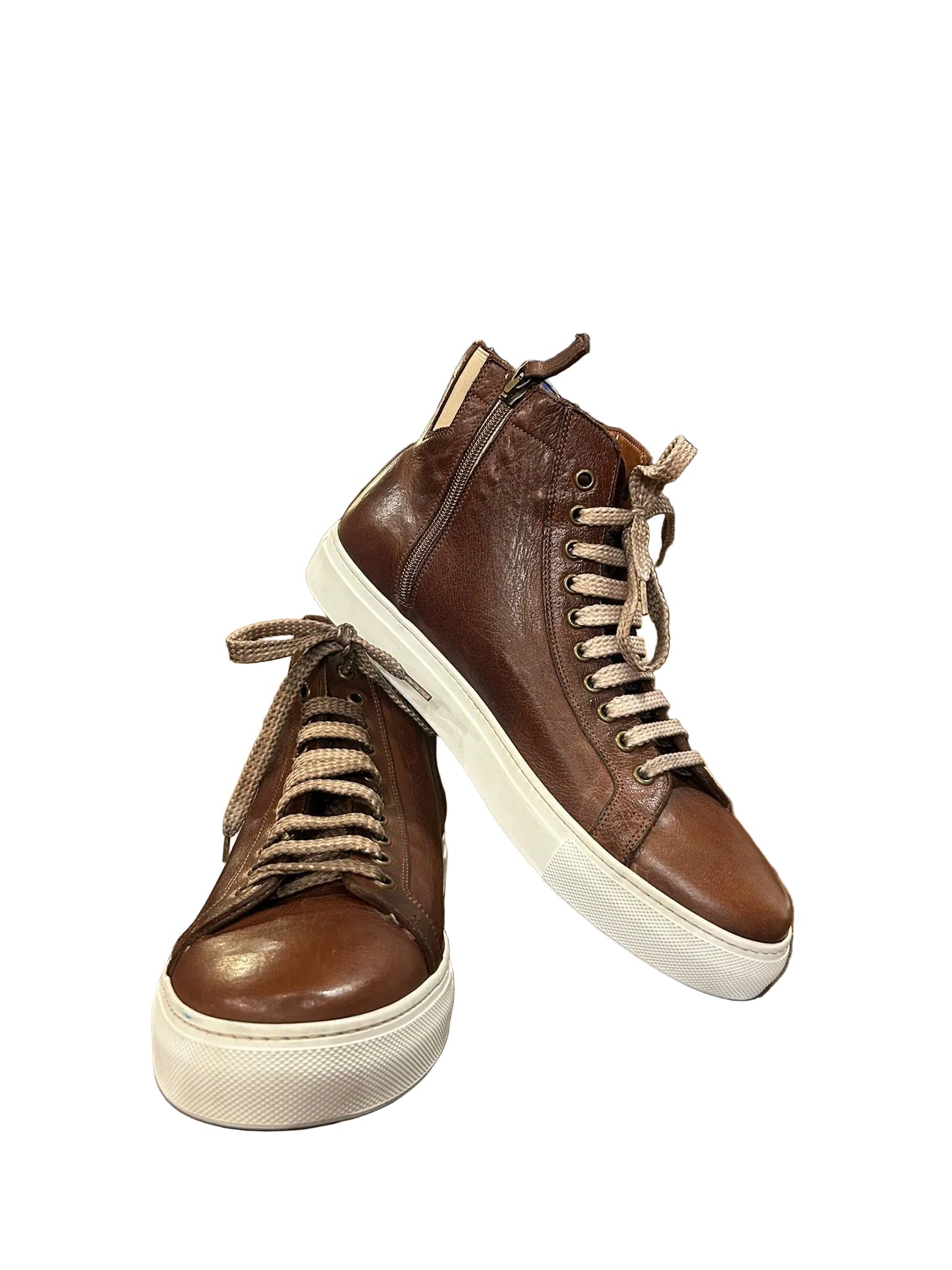 Sneakers alta da uomo in pelle Pelletteria Allegrini Filippo 6665 Marrone - Pelletteria Allegrini