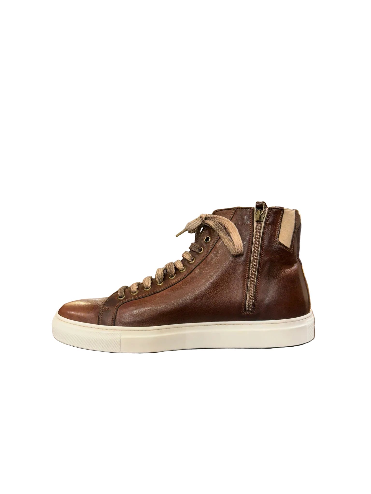 Sneakers alta da uomo in pelle Pelletteria Allegrini Filippo 6665 Marrone - Pelletteria Allegrini