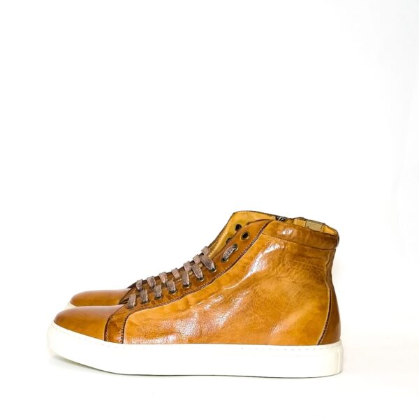 Sneakers alta donna in pelle Pelletteria Allegrini Filippo D665 Cuoio - Pelletteria Allegrini