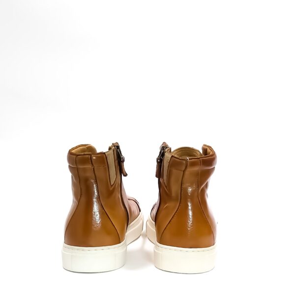 Sneakers alta donna in pelle Pelletteria Allegrini Filippo D665 Cuoio - Pelletteria Allegrini