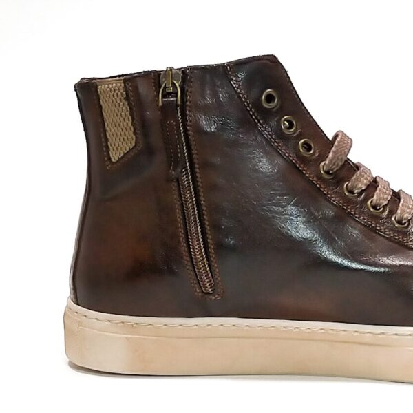 Sneakers alta donna in pelle Pelletteria Allegrini Filippo D665 Marrone - Pelletteria Allegrini