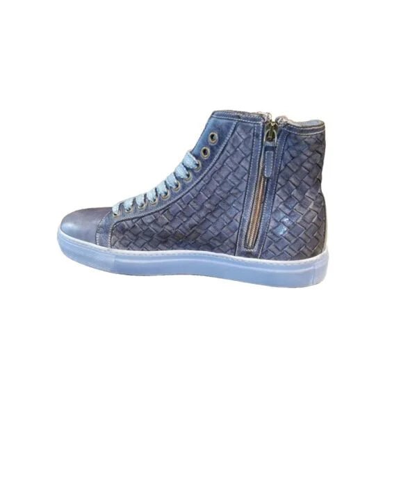 Sneakers alta intrecciata da uomo in pelle Pelletteria Allegrini Filippo 9777 Jeans - Pelletteria Allegrini