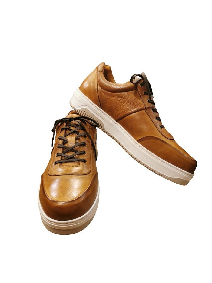 Sneakers uomo in pelle Pelletteria Allegrini Filippo RIVES Mogano - Pelletteria Allegrini
