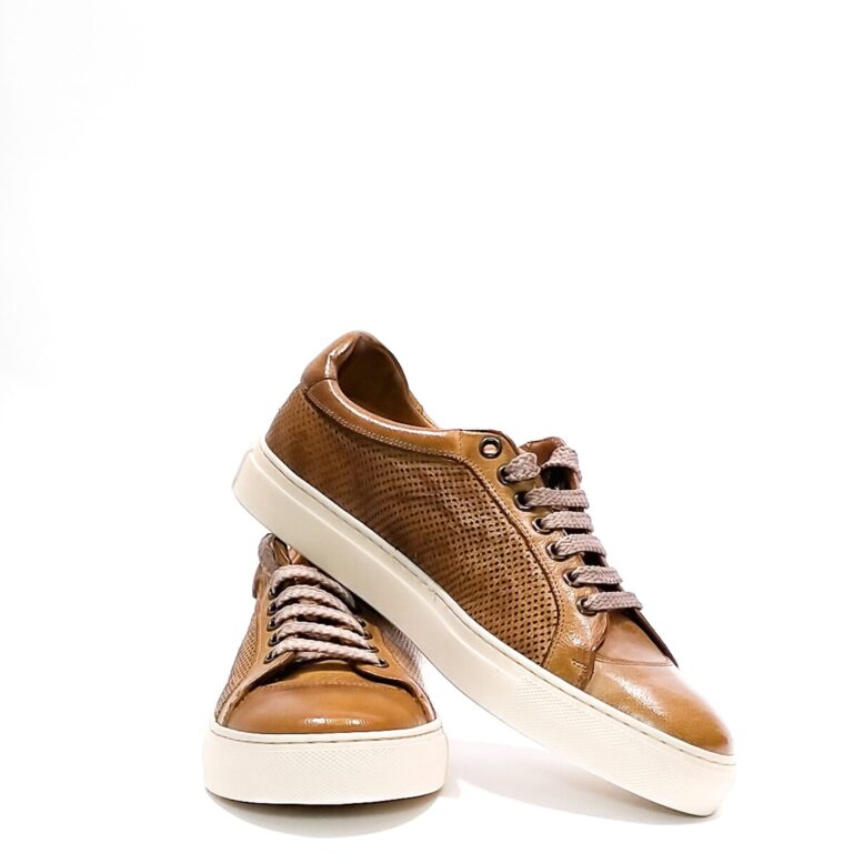 Sneakers uomo in pelle Pelletteria Allegrini Filippo Z841 Cuoio - Pelletteria Allegrini