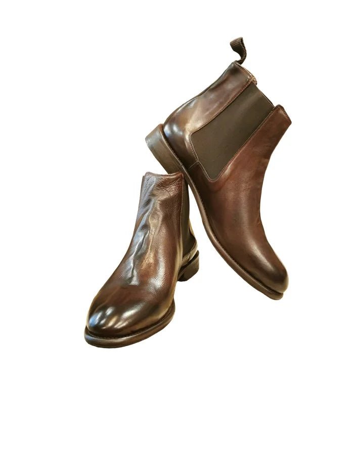 Stivaletto Chelsea uomo in pelle Pelletteria Allegrini Filippo X322 Sigaro - Pelletteria Allegrini