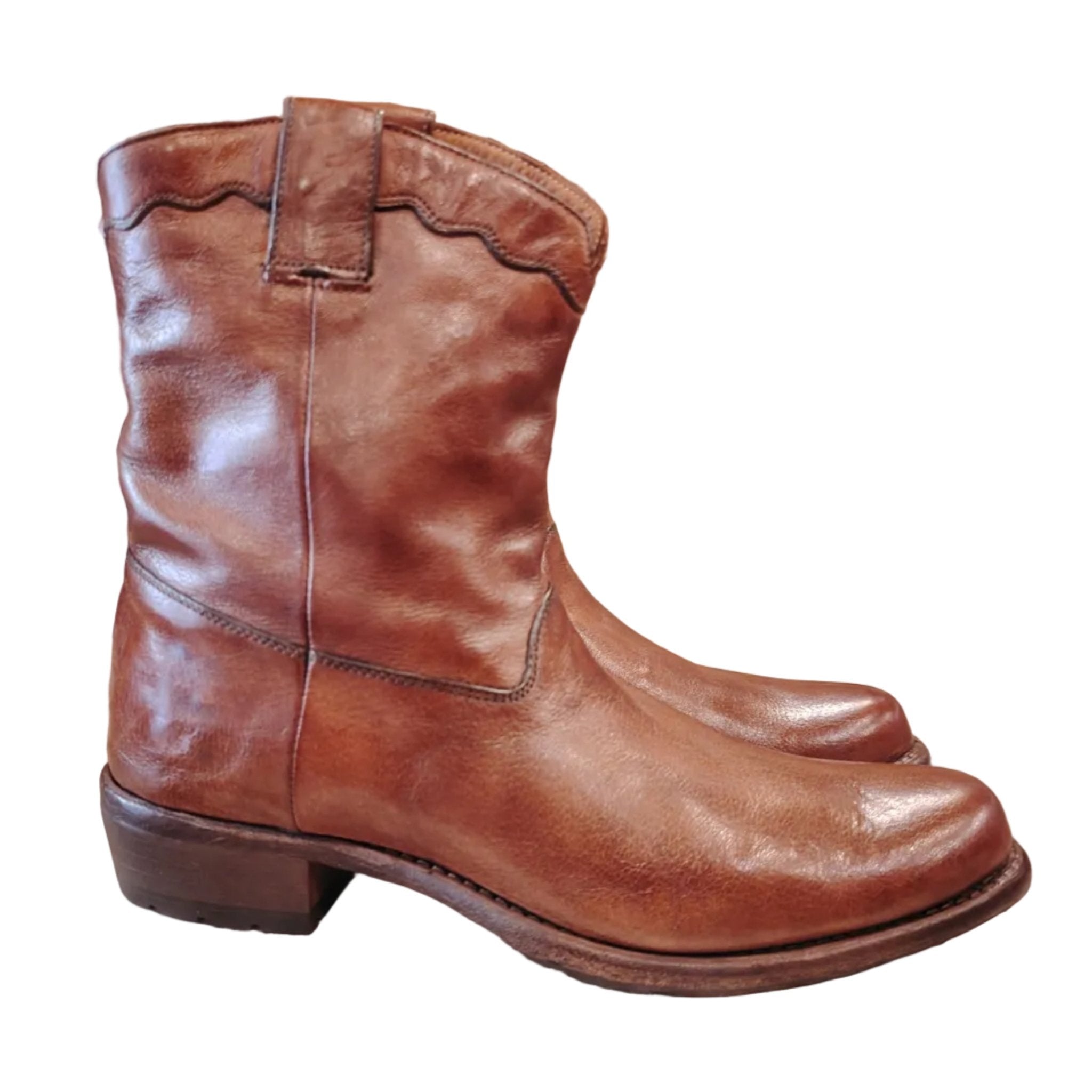 Stivaletto texano donna in pelle Pelletteria Allegrini Filippo 5258 Cuoio - Pelletteria Allegrini