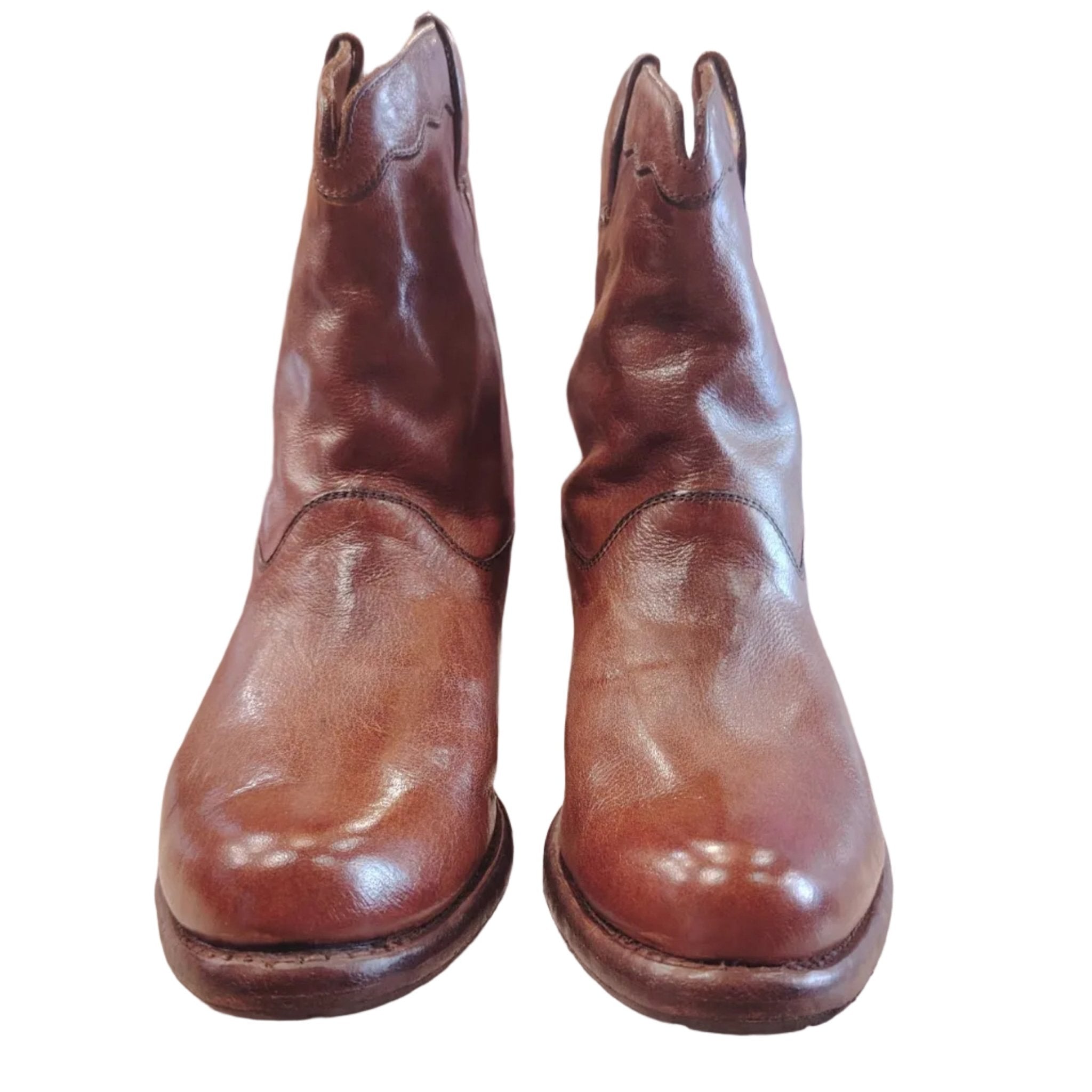 Stivaletto texano donna in pelle Pelletteria Allegrini Filippo 5258 Cuoio - Pelletteria Allegrini