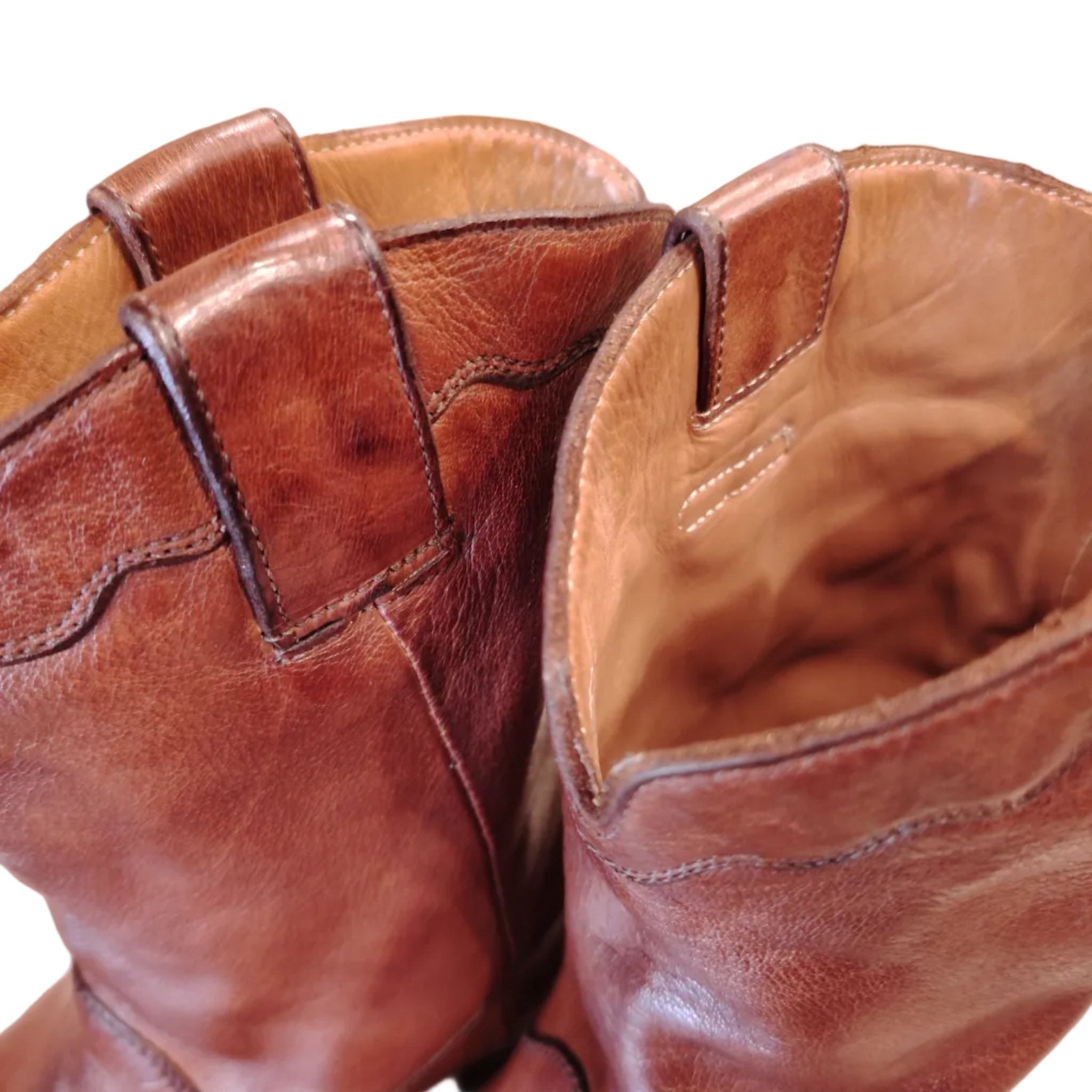Stivaletto texano donna in pelle Pelletteria Allegrini Filippo 5258 Cuoio - Pelletteria Allegrini