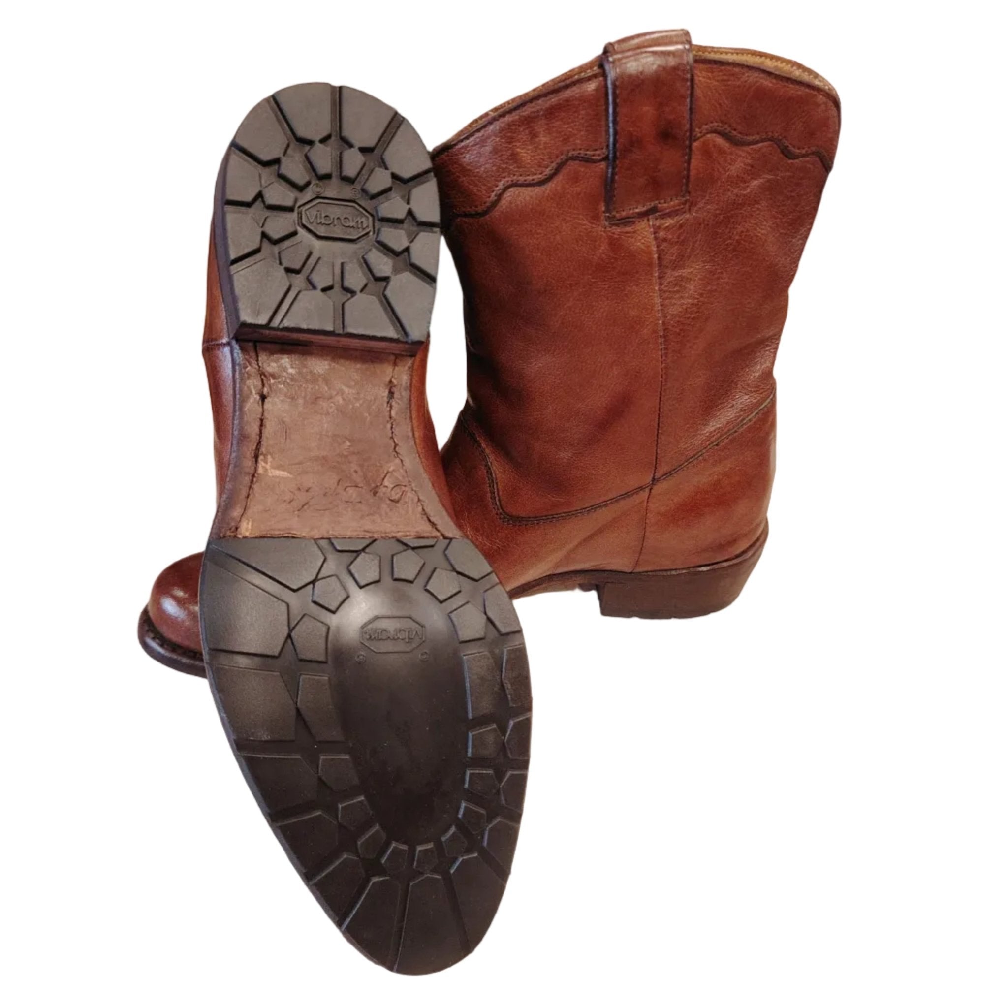 Stivaletto texano donna in pelle Pelletteria Allegrini Filippo 5258 Cuoio - Pelletteria Allegrini