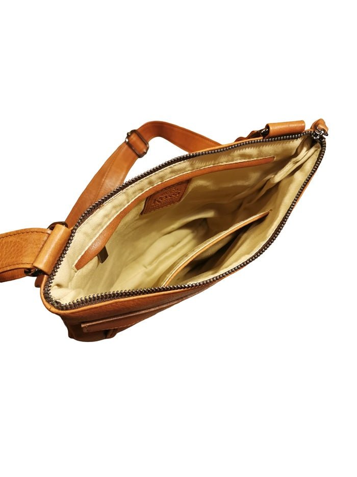 Tracolla in pelle Bruno Rossi R25/G Cuoio - Pelletteria Allegrini