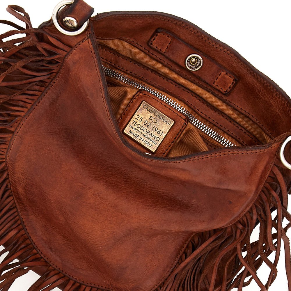 Tracollina con frange Campomaggi C035340ND - X2797 Cognac - Pelletteria Allegrini
