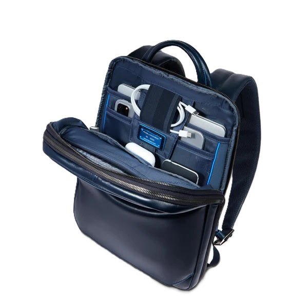 Zaino uomo in pelle porta pc 14" Piquadro CA6311B2 Blu - Pelletteria Allegrini